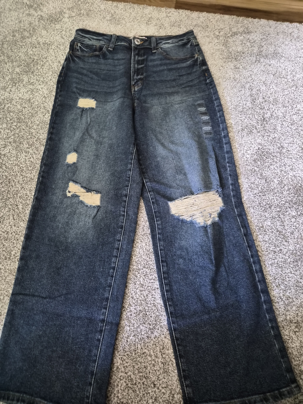 SO Dark Blue Distressed Wide-Leg Jeans